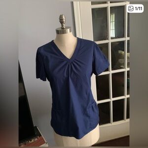 White Cross Dark Blue Cotton Top